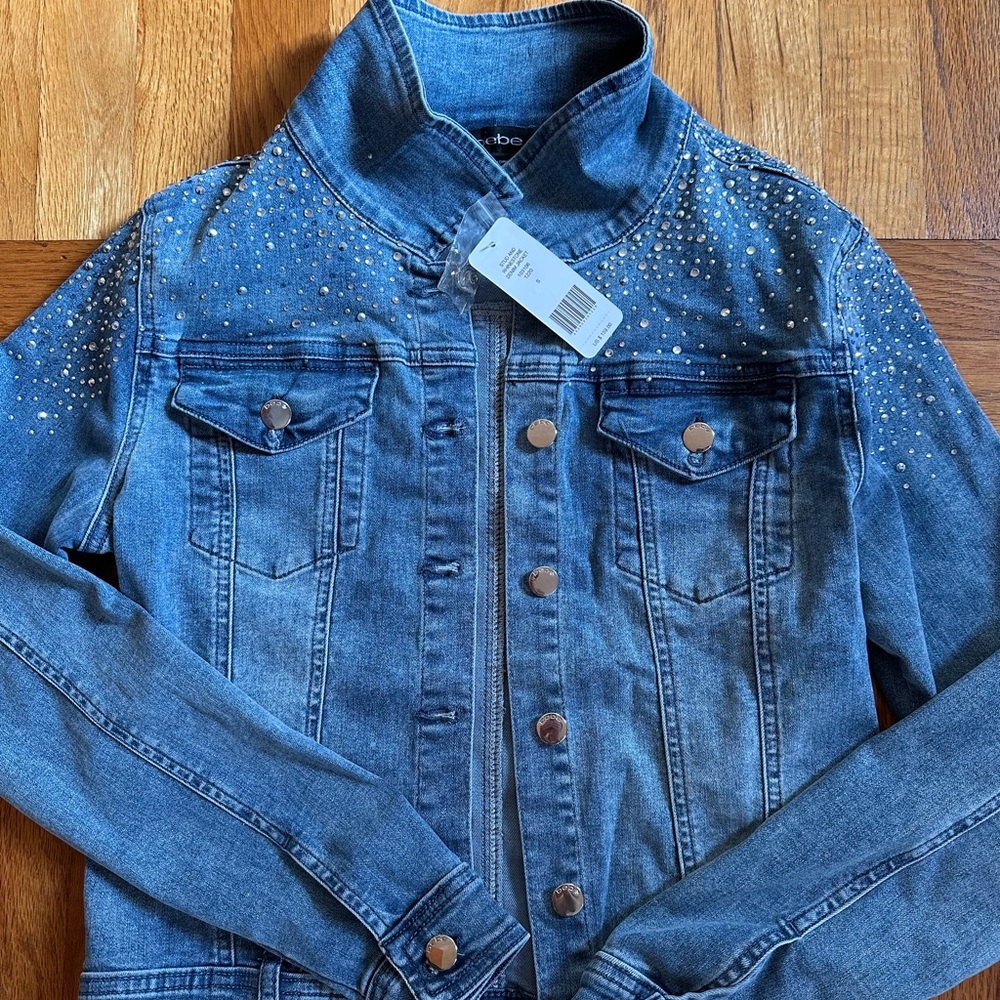 Bebe Blue Studded Denim Jacket